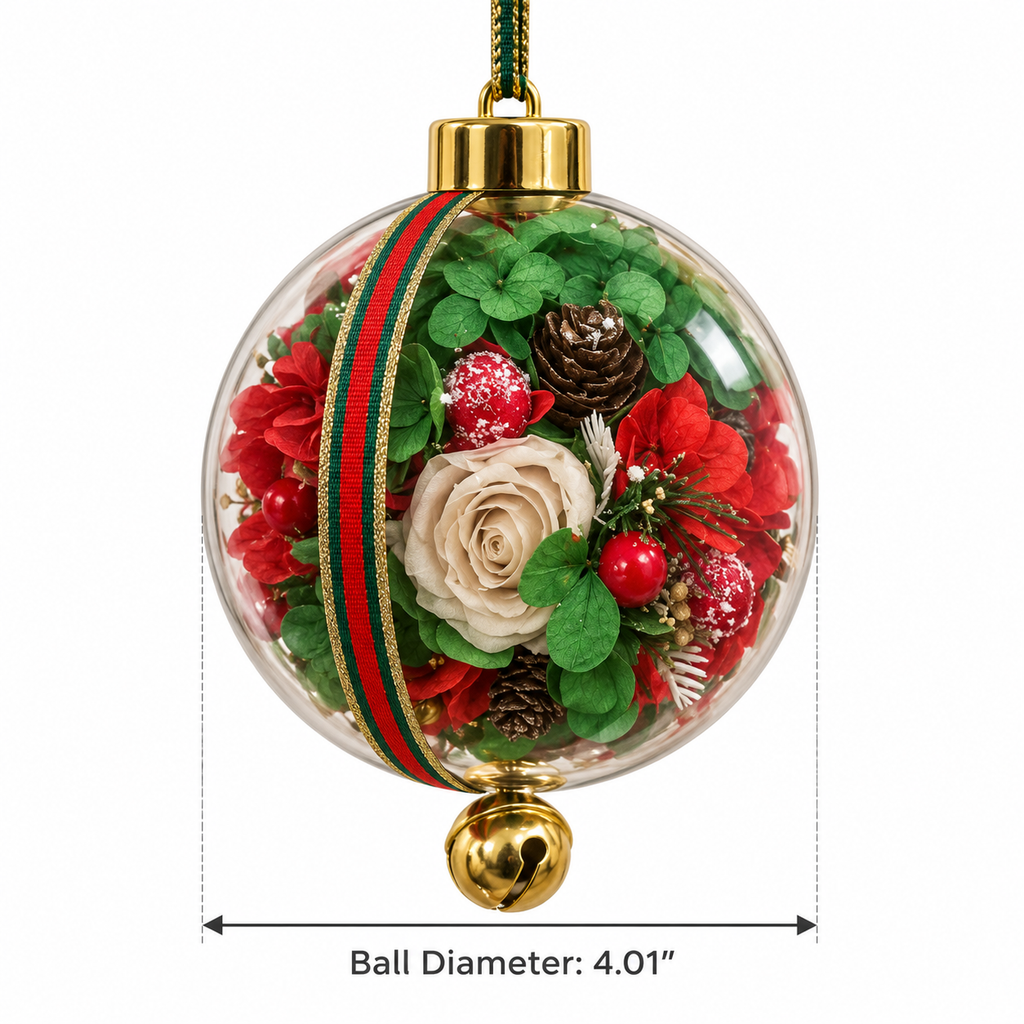 Forever Cherished — Preserved Flower Christmas Ornament - Gold Cap